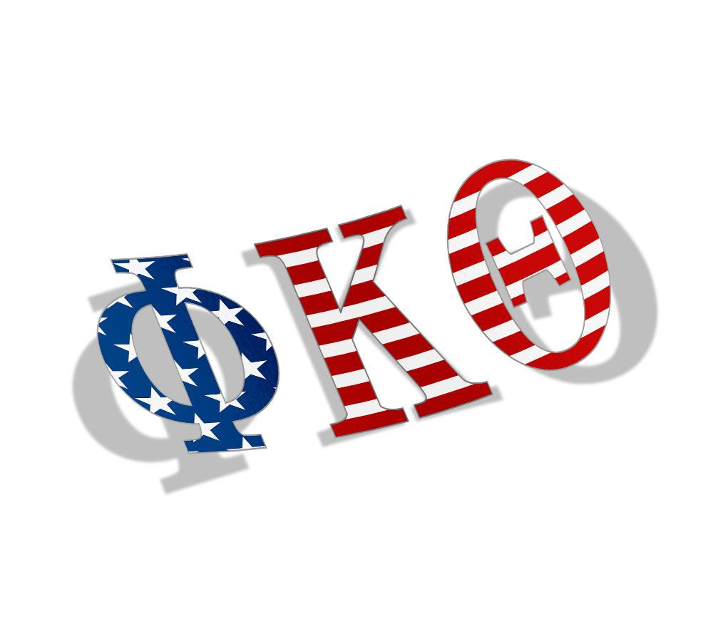 Phi Kappa Theta American Flag Greek Letter Sticker 2.5" Tall Phi Kappa Theta American Flag Greek Letter Sticker - 2.5