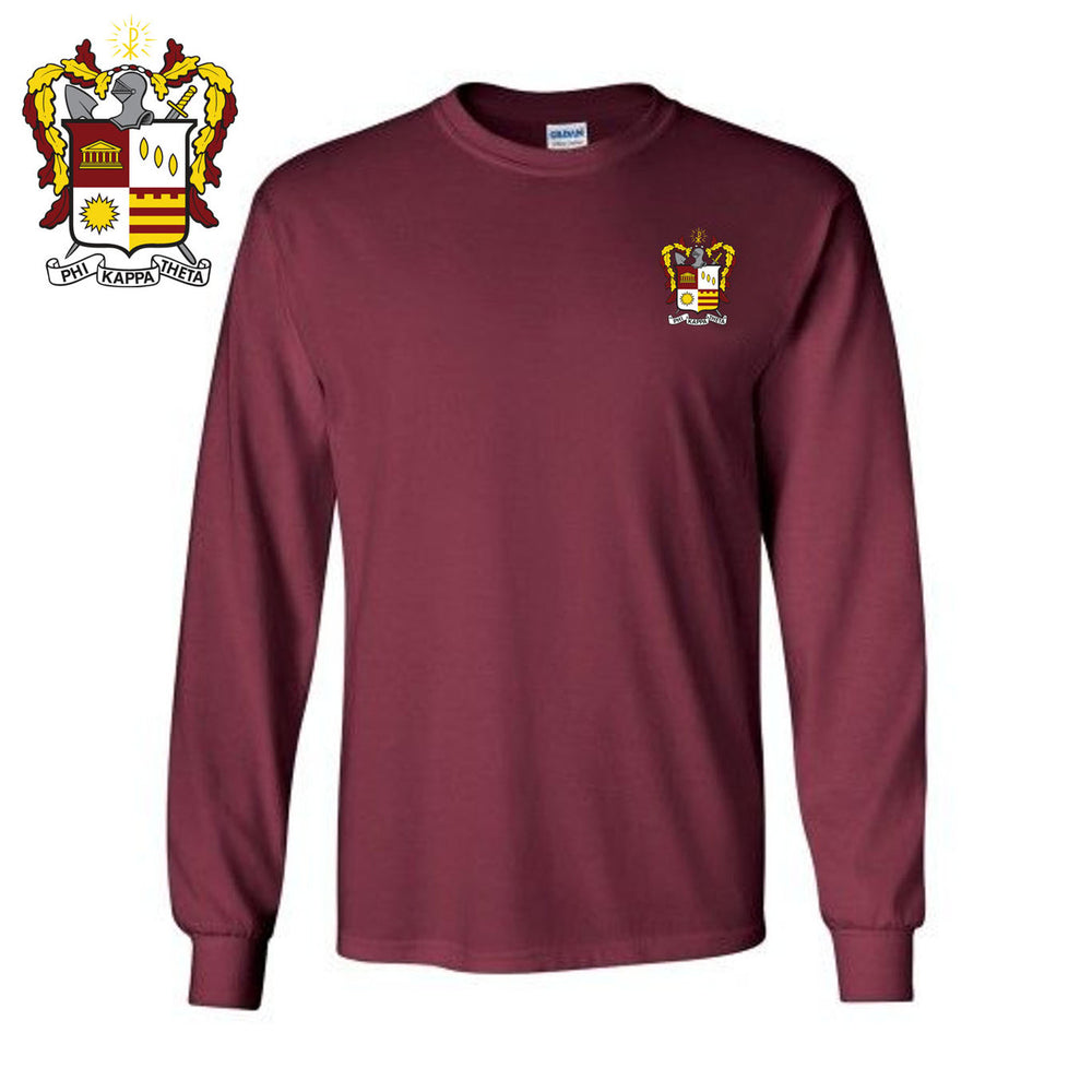 Discount Phi Kappa Theta Fraternity Crest Shield Longsleeve Tee DISCOUNT-Phi Kappa Theta Fraternity Crest - Shield Longsleeve Tee