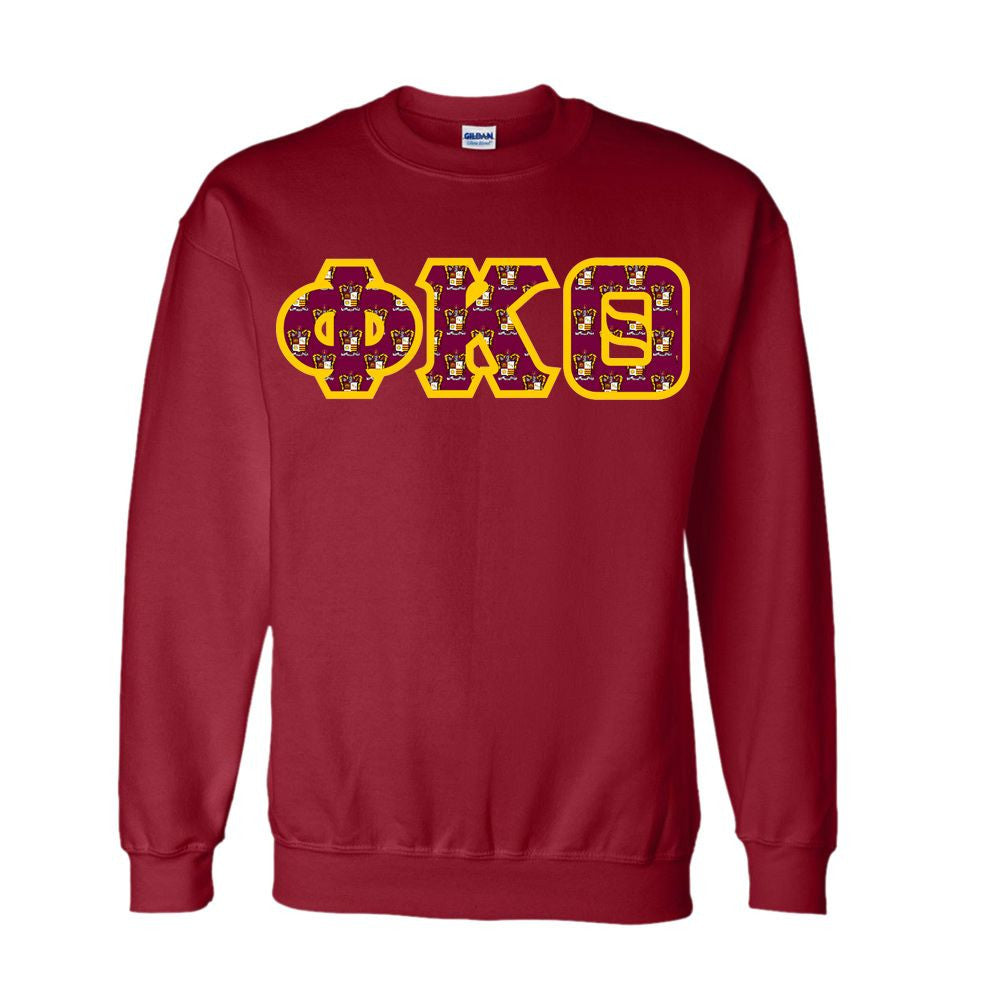 Phi Kappa Theta Fraternity Crest Shield Twill Letter Crewneck Sweatshirt Phi Kappa Theta Fraternity Crest - Shield Twill Letter Crewneck Sweatshirt