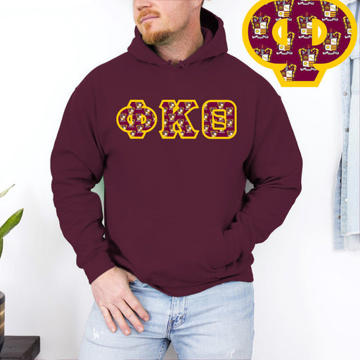 Phi Kappa Theta Fraternity Crest - Shield Twill Letter Hooded Sweatshirt