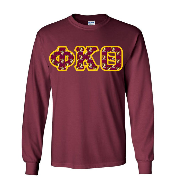 Phi Kappa Theta Fraternity Crest Shield Twill Letter Longsleeve Tee Phi Kappa Theta Fraternity Crest - Shield Twill Letter Longsleeve Tee