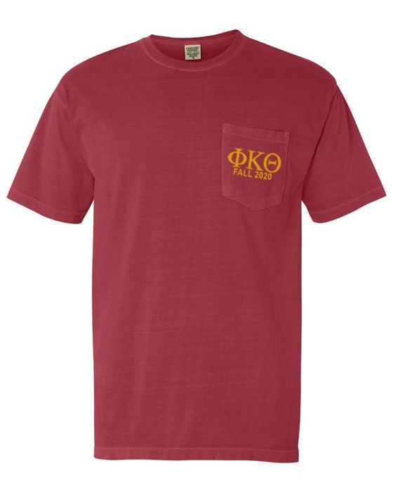 Phi Kappa Theta Greek Letter Comfort Colors Pocket Tee Phi Kappa Theta Greek Letter Comfort Colors Pocket Tee