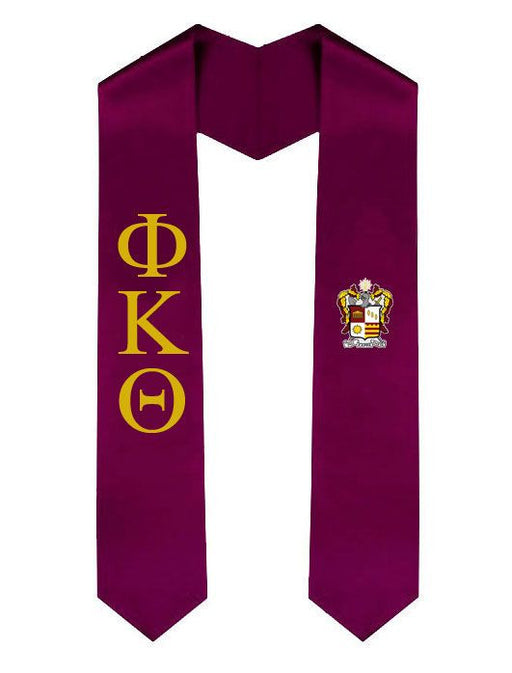 Phi Kappa Theta Greek Lettered Graduation Sash Stole With Crest