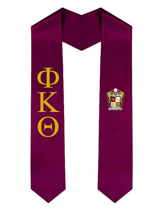 Phi Kappa Theta Greek Lettered Graduation Sash Stole With Crest Phi Kappa Theta Greek Lettered Graduation Sash Stole With Crest