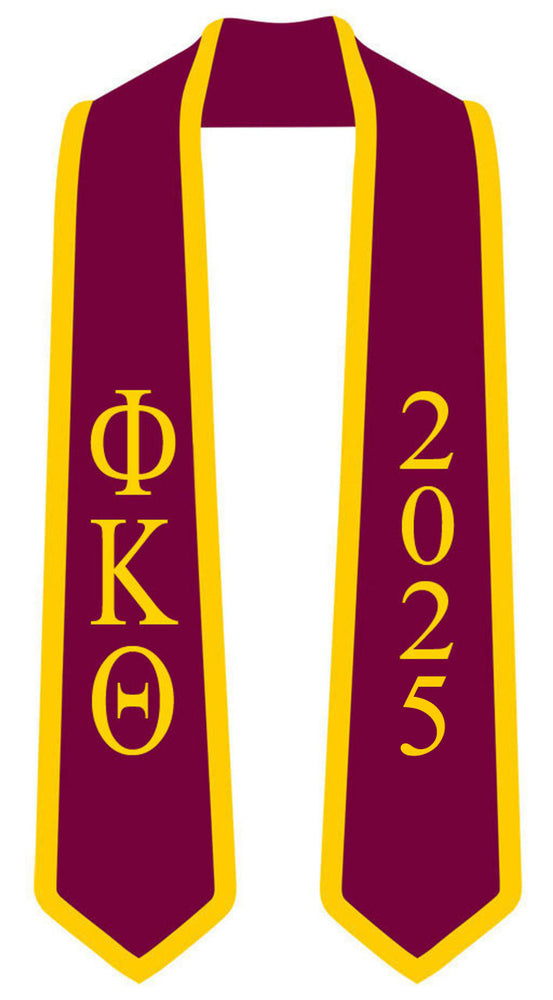 Discount Phi Kappa Theta Greek 2 Tone Lettered Graduation Sash Stole W/ Year DISCOUNT-Phi Kappa Theta Greek 2 Tone Lettered Graduation Sash Stole w/ Year