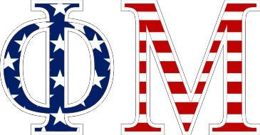 Phi Mu Phi Mu American Flag Greek Letter Sticker - 2.5