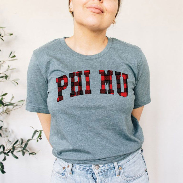 Phi Mu Christmas Plaid Tee Phi Mu Christmas Plaid Tee