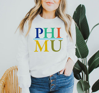 Phi Mu Colors Upon Colors Crewneck Sweatshirt Phi Mu Colors Upon Colors Crewneck Sweatshirt