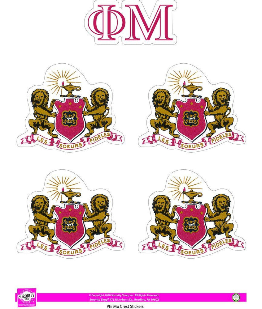 Phi Mu Crest Sticker Sheet Phi Mu Crest Sticker Sheet