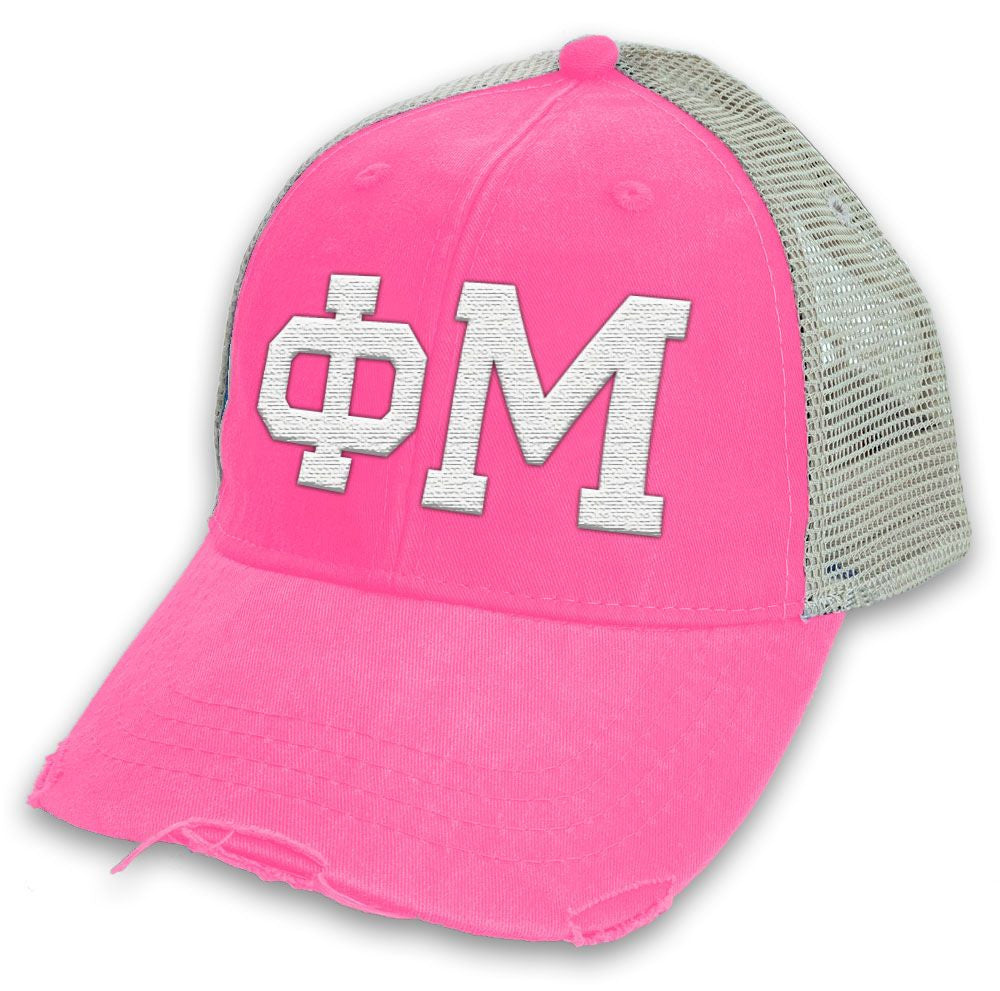 Phi Mu Distressed Trucker Hat Phi Mu Distressed Trucker Hat