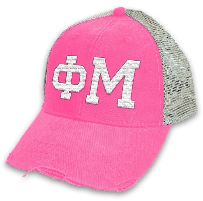 Phi Mu Distressed Trucker Hat Phi Mu Distressed Trucker Hat