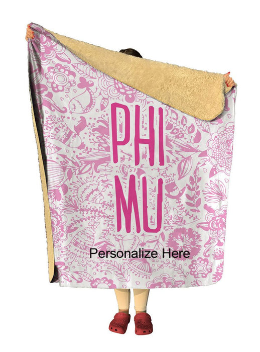 Phi Mu Floral Sherpa Lap Blanket Phi Mu Floral Sherpa Lap Blanket