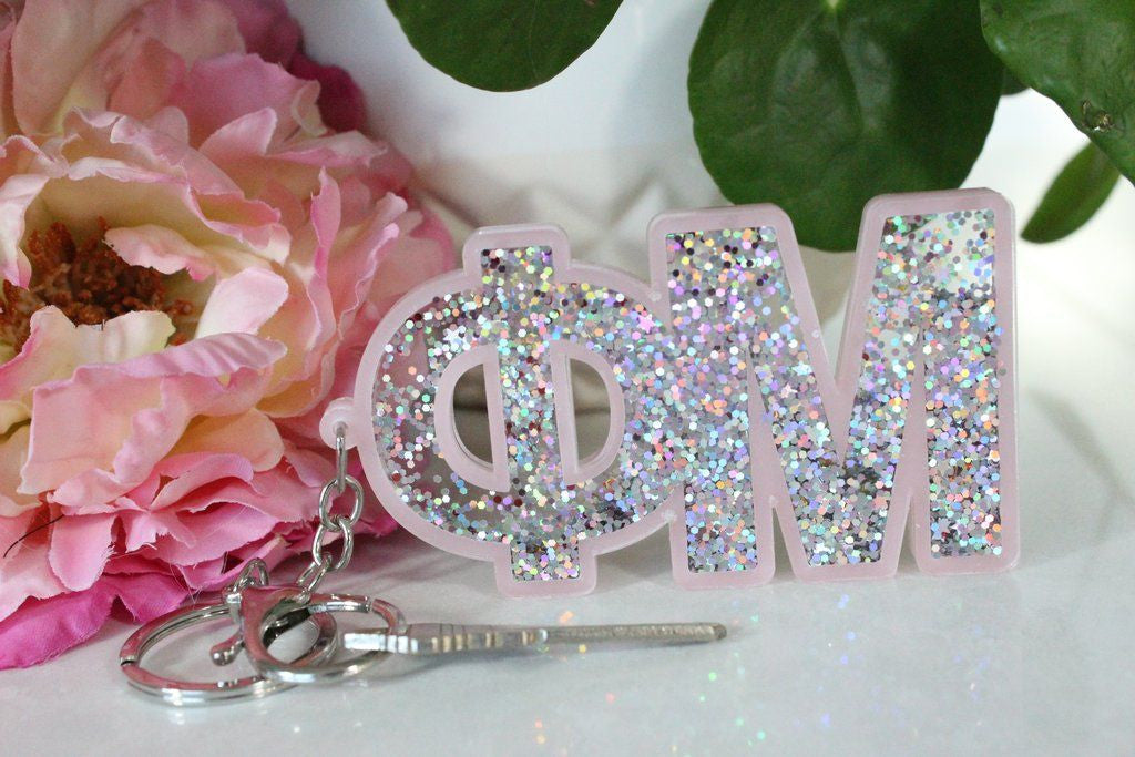 Phi Mu Glitter Keychain Phi Mu Glitter Keychain