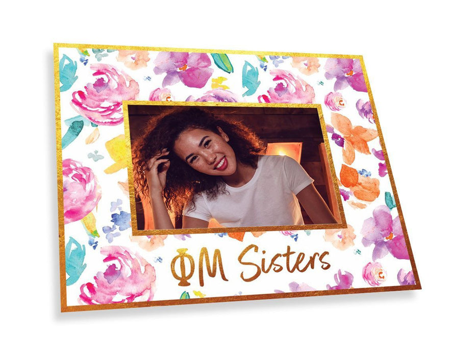 Phi Mu Gold Foil & Floral Painted Photo Frame Phi Mu Gold Foil & Floral Painted Photo Frame