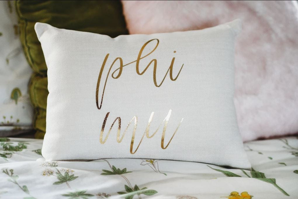 Phi Mu Gold Imprint Throw Pillow Phi Mu Gold Imprint Throw Pillow