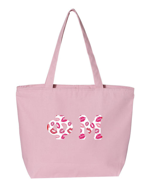 Phi Mu Phi Mu Greek Letter Zipper Tote