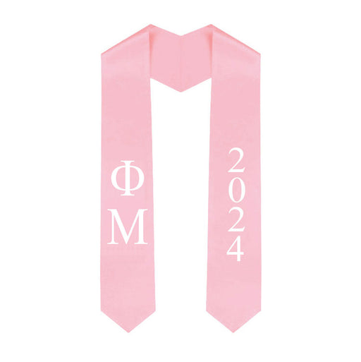 Phi Mu Phi Mu Greek Lettered Graduation Sash Stole With Year - Best Value