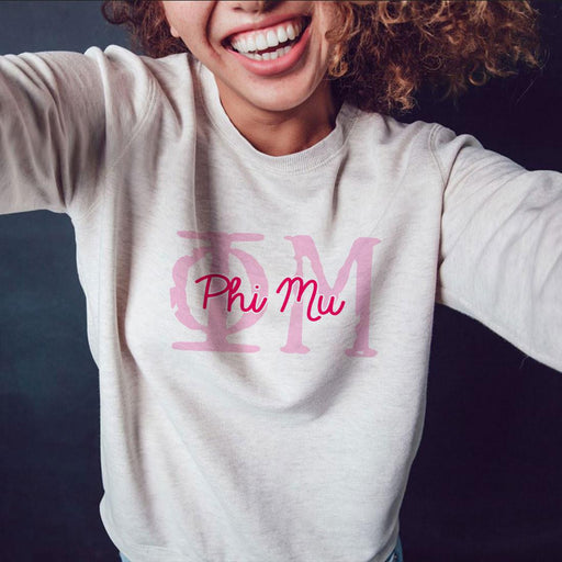 Phi Mu Phi Mu Greek Type Crewneck Sweatshirts