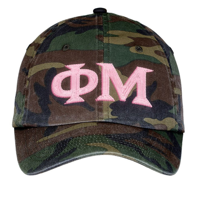Phi Mu Lettered Camouflage Hat Phi Mu Lettered Camouflage Hat