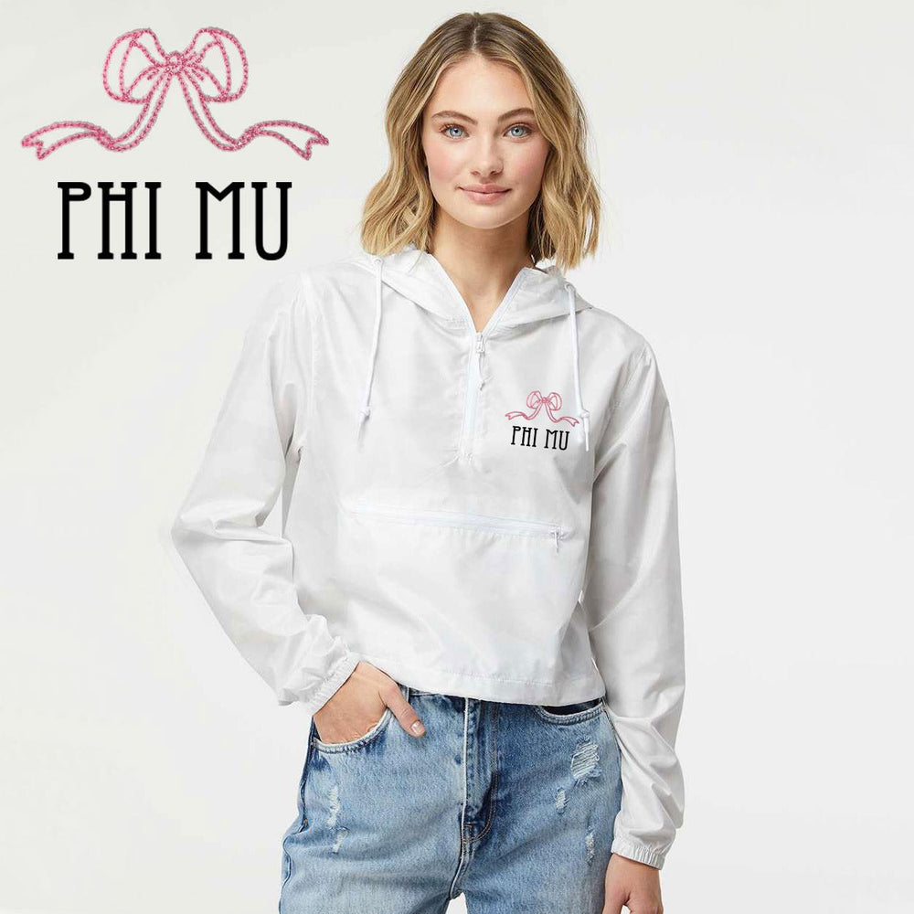 Phi Mu Lightweight Quarter Zip Pullover Crop Windbreaker Phi Mu Lightweight Quarter-Zip Pullover Crop Windbreaker