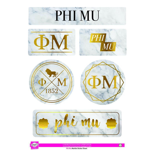 Phi Mu Phi Mu Marble Sticker Sheet