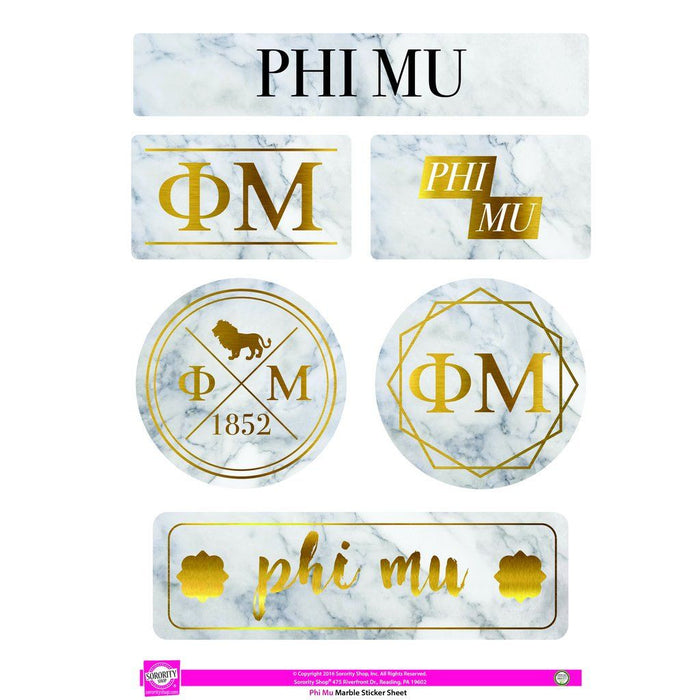 Phi Mu Marble Sticker Sheet Phi Mu Marble Sticker Sheet