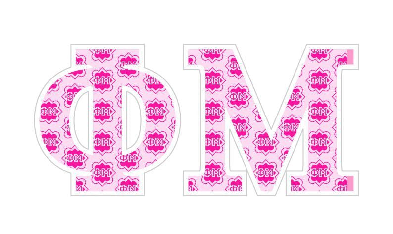 Phi Mu Mascot Greek Letter Sticker 2.5" Tall Phi Mu Mascot Greek Letter Sticker - 2.5