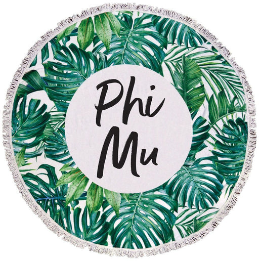 Phi Mu Phi Mu Palm Leaf Fringe Towel Blanket