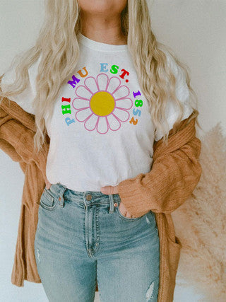 Phi Mu Rainbow Daisy Tees Phi Mu Rainbow Daisy Tees