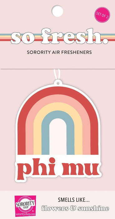 Phi Mu Rainbow Retro Air Freshener Flowers & Sunshine Scent Phi Mu Rainbow Retro Air Freshener - Flowers & Sunshine Scent
