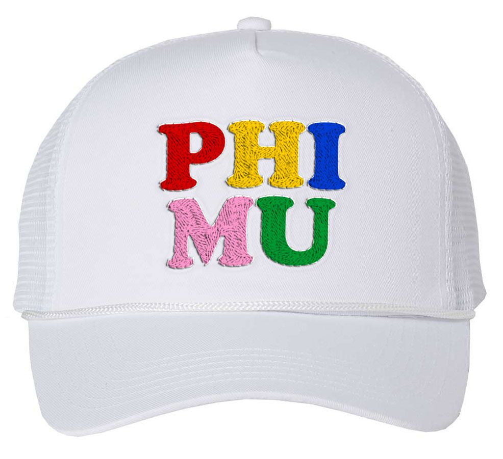 Phi Mu Rainbow Trucker Hat Phi Mu Rainbow Trucker Hat