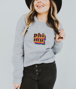 Phi Mu Retro Maya Crewneck Sweatshirts Phi Mu Retro Maya Crewneck Sweatshirts