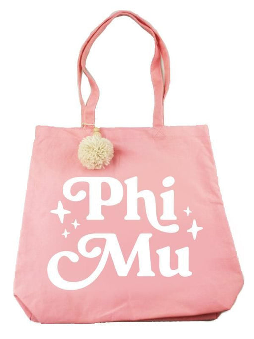 Phi Mu Phi Mu Retro Pom Pom Tote Bag