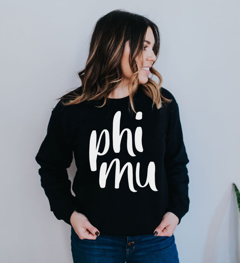 Phi Mu Script Crew Sweatshirt Phi Mu Script Crew Sweatshirt