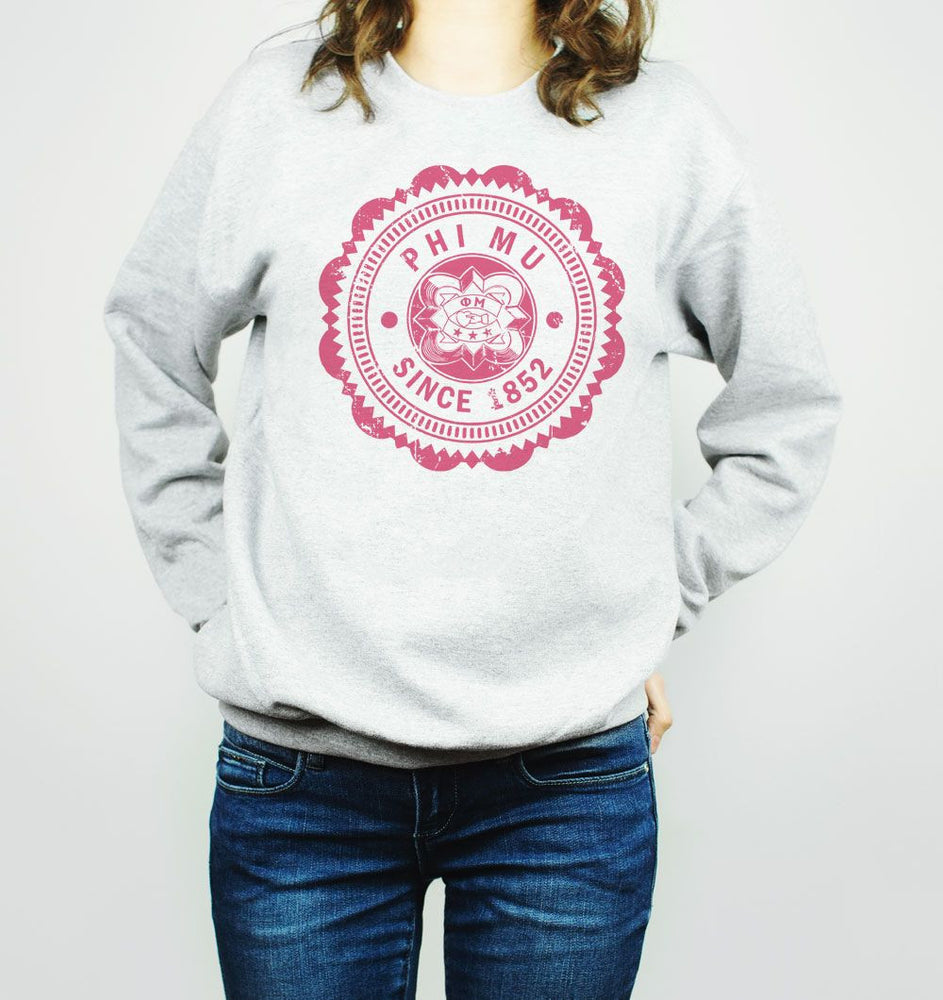 Phi Mu Seal Crewneck Sweatshirt Phi Mu Seal Crewneck Sweatshirt