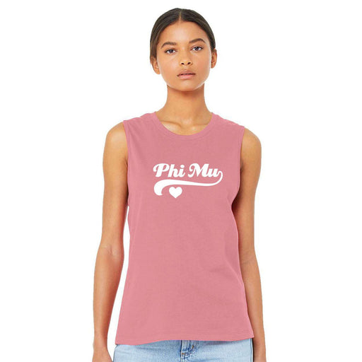 Phi Mu Phi Mu Tail Heart Bella + Canvas Muscle Tank