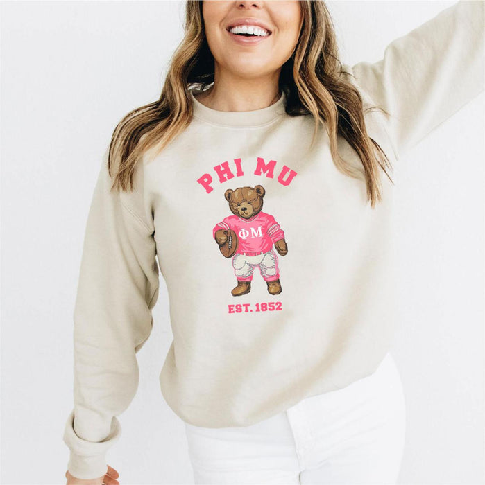Phi Mu Teddy Bear Crewneck Sweatshirt Phi Mu Teddy Bear Crewneck Sweatshirt