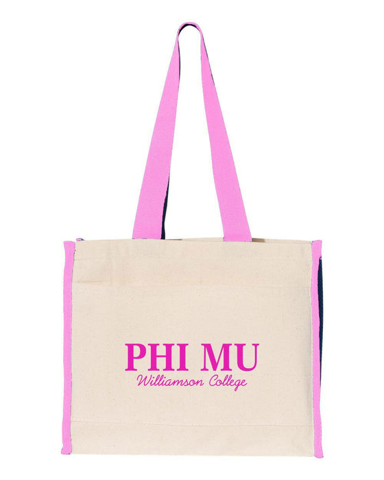 Phi Mu Tote With Contrast Color Handles Phi Mu Tote with Contrast-Color Handles
