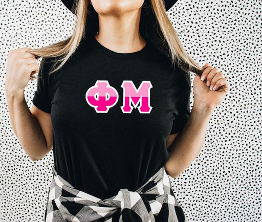 Phi Mu Phi Mu Two Toned Greek Lettered T-shirts