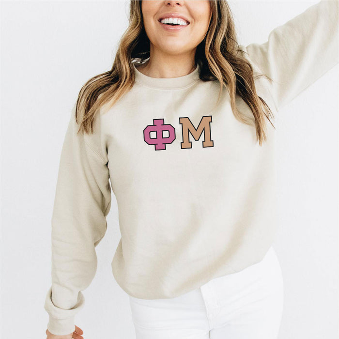 Phi Mu Pastel Greek Crewneck Sweatshirt Phi Mu Pastel Greek Crewneck Sweatshirt