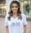 Discount Phi Mu Lettered V Neck Tee DISCOUNT-Phi Mu Lettered V-Neck Tee
