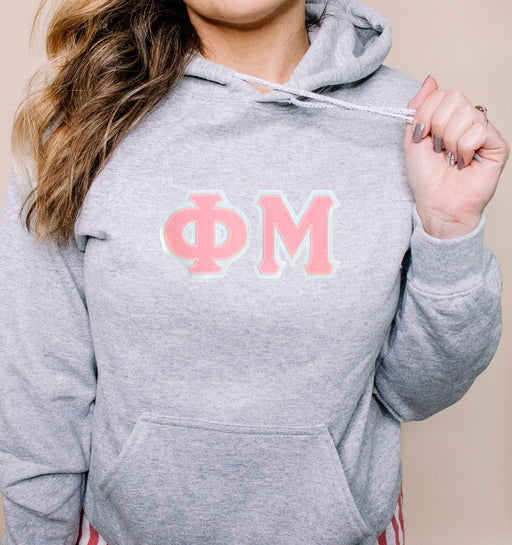 Phi Mu DISCOUNT Phi Mu Lettered Hooded Sweatshirt - Best Value