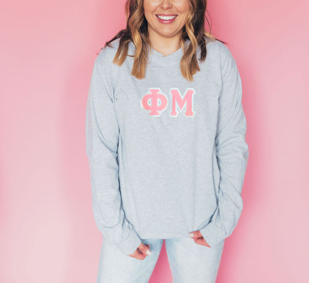 Discount Phi Mu Lettered Long Sleeve Tee DISCOUNT Phi Mu Lettered Long Sleeve Tee