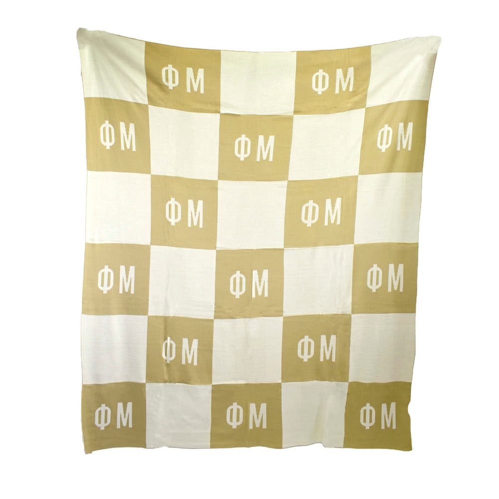 Phi Mu Acrylic Checkerboard Beige Throw Blankets Phi Mu Acrylic Checkerboard Beige Throw Blankets