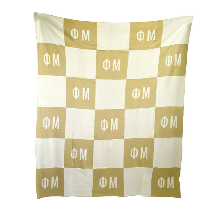 Phi Mu Acrylic Checkerboard Beige Throw Blankets Phi Mu Acrylic Checkerboard Beige Throw Blankets