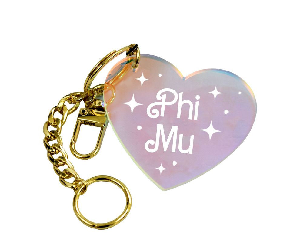 Phi Mu Iridescent Heart Keychain Phi Mu Iridescent Heart Keychain