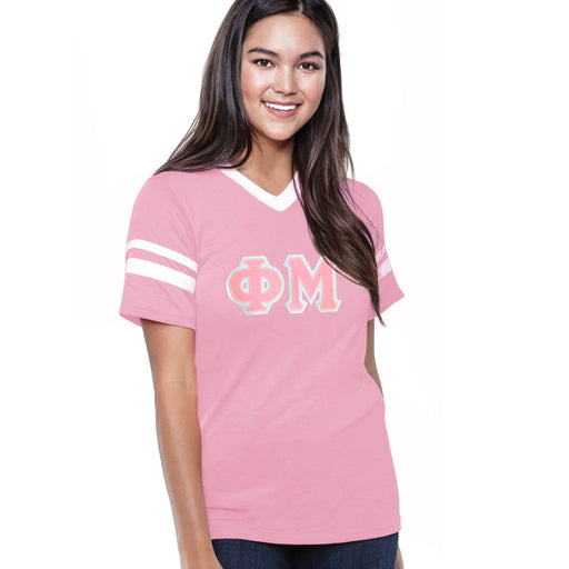Phi Mu DISCOUNT-Phi Mu Jersey With Greek Applique Letters