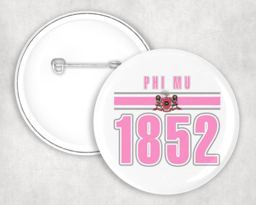 Phi Mu Phi Mu Stripe Established Pin Buttons