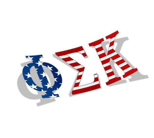 Phi Sigma Kappa Phi Sigma Kappa American Flag Greek Letter Sticker - 2.5