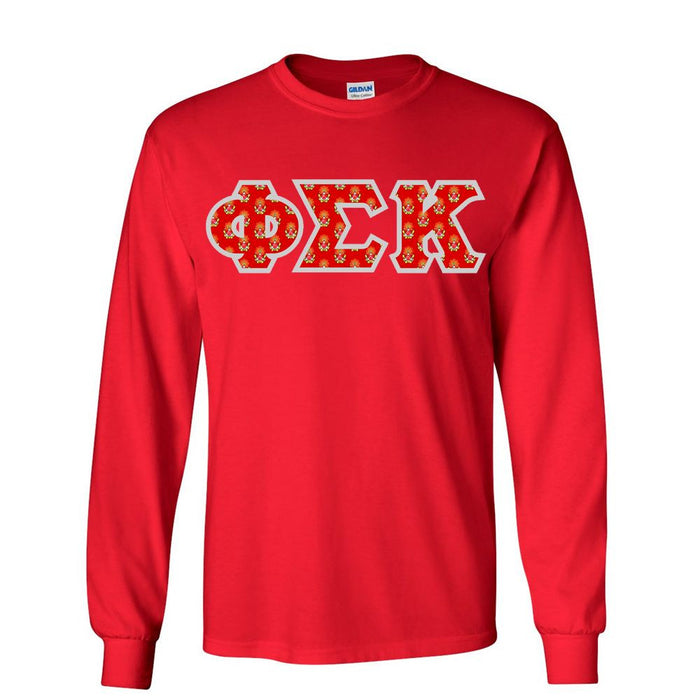 Phi Sigma Kappa Fraternity Crest Shield Twill Letter Longsleeve Tee Phi Sigma Kappa Fraternity Crest - Shield Twill Letter Longsleeve Tee